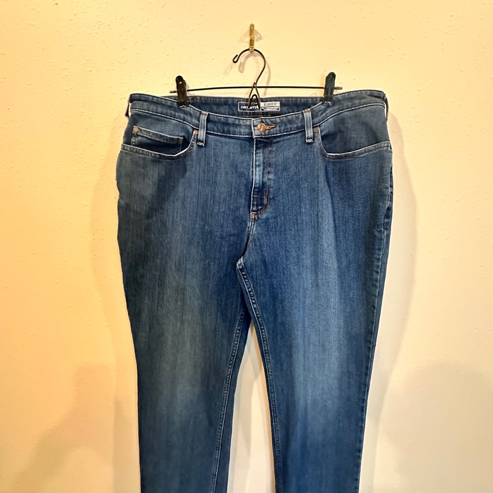 Carhartt Jeans Women 18 Tall Blue Relaxed Straight Leg Utility Workwear Denim - Picture 13 of 16